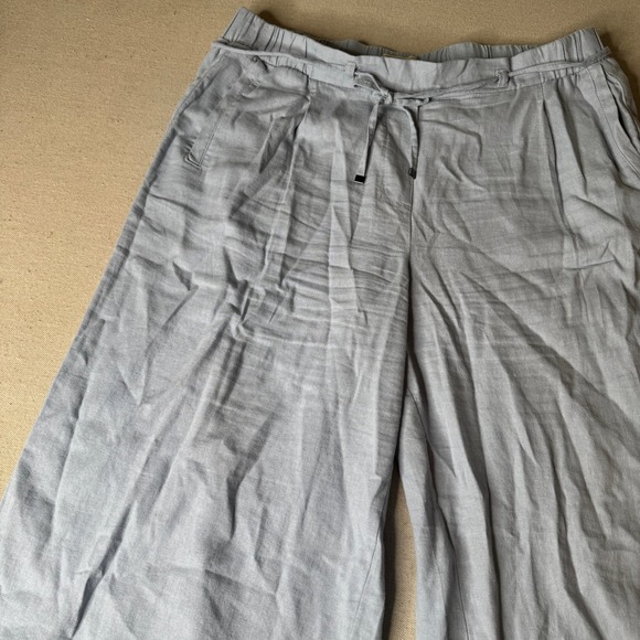 Jules & Leopold Pants - Jules & Leopold Casual Light Blue Linen Blend Wide Leg Drawstring Pants Large